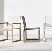 Ensemble de meubles en bois pour terrasse de restaurant en bord de plage et au bord de la piscine, table à manger en teck et ensemble de 6 chaises