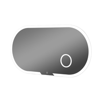 Miroir mural ovale intelligent à LED moderne pour salle de bain, avec éclairage arrière en aluminium à effet d'eau courante, miroirs de bain illuminés