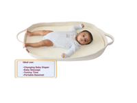Panier à langer pliable en jonc de mer avec coussin en coton, support, matelas et poignée pour bébé