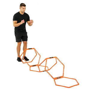 Escalerilla de goma hexagonal personalizada, anillos de entrenamiento de fútbol, escalera de velocidad