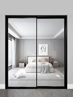 Porte coulissante en verre à ferme structure fine et fermeture douce, pour intérieur de maison, salon, chambre, cuisine, salle à manger, balcon, minimaliste, coupe-vent