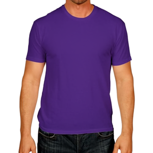 Camiseta de punto casual para hombre, cuello redondo, manga corta, poliéster/algodón, con logo frontal impreso digitalmente, transpirable - Product Image 1