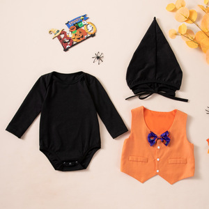 Set Completo Neonato Maschio Halloween: Tutina, Papillon, Gilet e Cappello <span class=keywords><strong>da</strong></span> Mago - Outfit <span class=keywords><strong>da</strong></span> Gentiluomo per Foto e Primo Compleanno - Ingrosso - Product Image 4