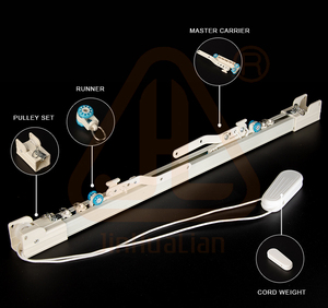 รางม่านสี่เหลี่ยมพร้อมกลไกควบคุมสายเคเบิล พร้อมตัวเลื่อนแบบเงียบสำหรับงานหนัก รุ่น J280B สำหรับรางม่านโรงแรม จำหน่ายจำนวนมาก - Product Image 3