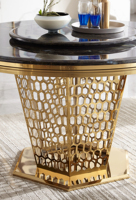 A1958 Table à manger ronde moderne de luxe avec centre rotatif en marbre Design métallique pour la maison ou l'hôtel pour les chaises de salle à manger
