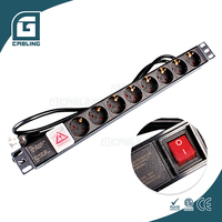 Gcabling 8 Way Power Distribution Unit PDU Germany Socket Rack Mount 220V 16A 8 Port Euro Socket Pdu pour Server Rack 1U 19"