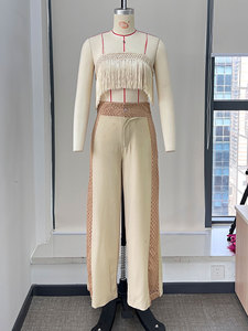 Completo TW Pantaloni a Gamba <span class=keywords><strong>Larga</strong></span> a Vita Alta con Nappe in Tinta Unita Novità 2025 Abbigliamento Donna in Pizzo Costume da Bagno Due Pezzi da Spiaggia Personalizzato - Product Image 6