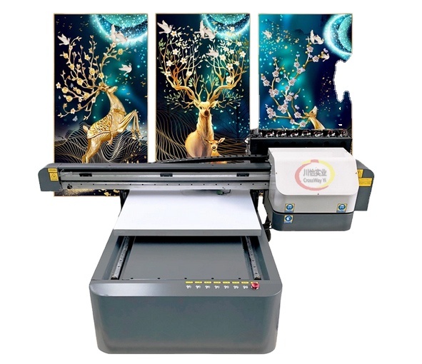 Fast Speed 600mm*900mm Two Three Printhead CMYK+W+Varnish LED Flatbed UV Printer A1
