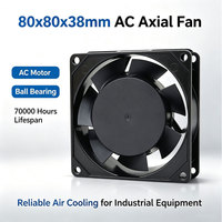Kipas Aliran Aksial AC 8038 80x80x38mm 110-220v Bantalan Bola 70000 Jam Masa Pakai Bilah Plastik Kipas Pendingin Super 7-Leaf Elektrik