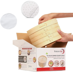Bambus Pot Reusable <strong>Momo</strong> Kitchen 2 Tiers Package Tasty Bao Buns Commercial Dumpling Bamboo <strong>Steamer</strong> <strong>Set</strong> With Cotton Liners - Product Image 1