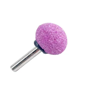 Pink Ceramic Mounted Point Stone Ball Shape Abrasive Mounted Point Grinding Stone