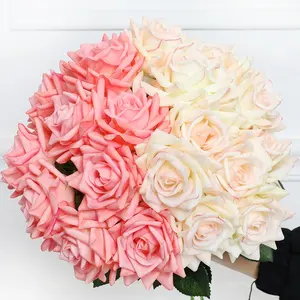 кисть для румян шелковых роз Suppliers-V-595 Румяна из шелковых роз, белые, настоящие, на ощупь, из латекса, искусственные цветы для домашнего декора, свадебный букет