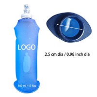 Bouteille d'eau souple pliable en TPU pour sac d'hydratation et gilet de course, gourde compressible de 17 oz, bouteille d'eau pliable blanche et bleue