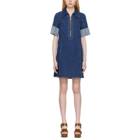 Robe en denim, 100 coton, tissée, oem, avec demi-fermeture éclair, à la mode, nouvelle marque