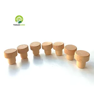 Factory Wholesale Wooden Top Wine Bottle Synthetic Cork Stopper Cork Polymer Stopper With Cap