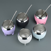 Haute qualité 280ml Double paroi isolée Yerba Mate tasse en acier inoxydable tasses à thé gourde Mate tasse avec cuir enveloppé