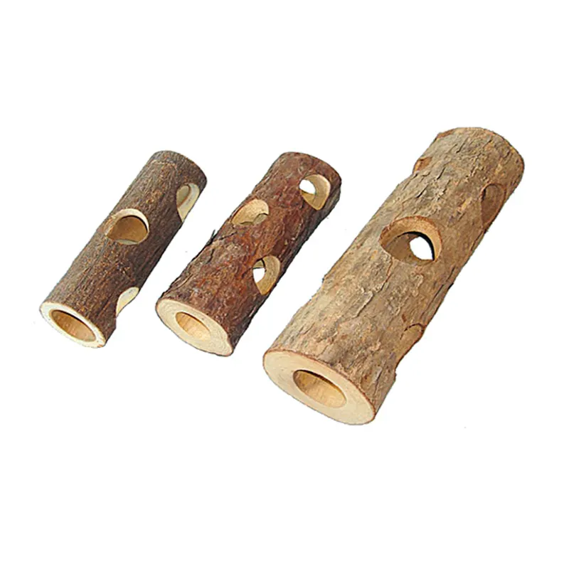 Bon jouets OEM en bois naturel, tunnels en bois à mâcher, pour animaux de compagnie, rongeur