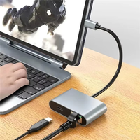 Kabel adaptor Hub, kabel adaptor Hub 4 in 1 tipe-c USB3.0 dengan 2 * USB pengisian daya Cepat Tipe C ke RJ45 kartu jaringan Gigabit untuk ponsel