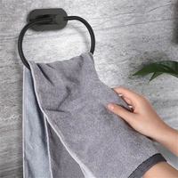 Support mural adhésif pour serviette de bain, forme ovale à fond carré, sans perçage, accessoires de salle de bain