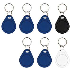 Mifare RFID <b>Key</b> Fobs 7 Pack Blue Black White Keychain <b>Tags</b> for Access Control Systems - Product Image 1
