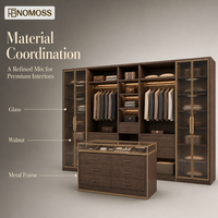 Dressing modulaire minimaliste direct usine avec portes vitrées, étagères et accessoires pour chambre à coucher et dressing à domicile