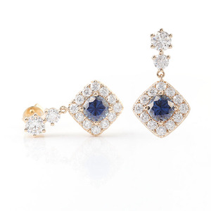 High Quality 18 Karat Gold <b>Cushion</b> Blue Moissanite Diamond Certified Gemstones Designer Earrings Jewelry for Women Wedding - Product Image 2