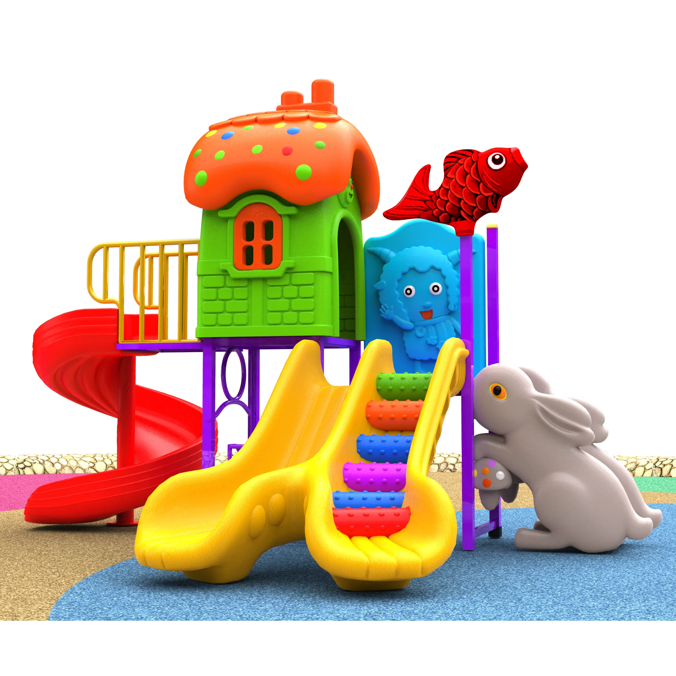 बिक्री के लिए वाणिज्यिक प्लास्टिक आउटडोर बच्चों के खेल का मैदान स्लाइड