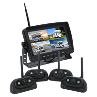 Moniteur de véhicule sans fil 7 pouces 4 canaux avec système d'alarme BSD et signal numérique 2,4 GHz anti-interférence pour camping-car et caravane