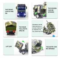 NOUVEAU 1:24 Modèle réduit de voiture militaire moulé sous pression avec ouverture de porte, capot moteur et ouverture de coffre, camion en alliage à tirer avec lumière sonore