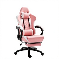 Chaise de bureau ergonomique inclinable de style moderne pour joueurs professionnels, fonction massage, pivotement à 360°, garantie de 2 ans, cuir rose