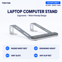 Soporte Ergonómico para Portátil de Aleación de Aluminio con Ángulo Fijo, Base Elevadora para Portátil con Flujo de Aire Abierto para Escritorio, Antideslizante, Proveedor Mayorista OEM ODM