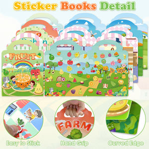 Livres d'autocollants gonflés pour enfants, autocollants 3D de dessins animés portables, livre d'activités, jouet cadeau pour filles et garçons - Product Image 4