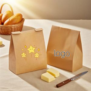 Factory Custom logo Wholesale Bread Popcorn <b>Cookies</b> Oil-proof Packaging Tinfoil Pasted Kraft Paper <b>Bag</b> with clear Window - Product Image 1
