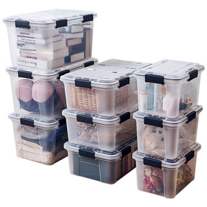 Eco-friendly BPA-Free Large Stackable Clear Plastic Clothing Kids Toy Organizer Storage Bin With Lid