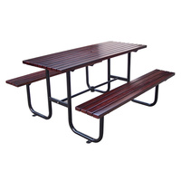 Bistrot extérieur public commercial wpc bois 6ft 8ft table de pique-nique avec banc restaurant école extérieur table et chaise