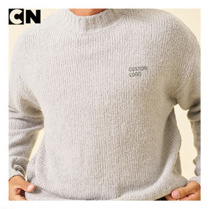 Pull en laine gris tricoté court pour homme, certifié GRS, anti-rides, avec logo frontal, haute qualité, pour l'hiver - Product Image 4