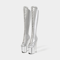 Bottes à plateforme imperméables à talon haut de 20 cm/8 pouces, bout fermé, pour pole dance, strip-tease, danseuse Gogo, automne/hiver