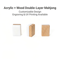 Tuiles de Mahjong en Bois Personnalisées, Motif/Taille Personnalisés, Gravure Double Face/Impression UV, Bois Multi-Sortes, 2 Couches, pour Jeux et Cadeaux