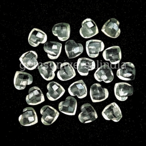 Cœur en cristal de quartz naturel, pierre précieuse facettée, 7mm 8mm, pendentif cœur sculpté à la main, prix de gros, fabrication de bijoux en vrac - Product Image 1