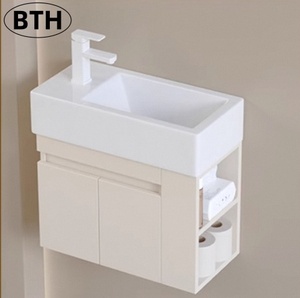 Conjunto de Mueble de Baño Compacto con Lavabo Integrado de Cerámica <span class=keywords><strong>para</strong></span> <span class=keywords><strong>Baños</strong></span> <span class=keywords><strong>Pequeños</strong></span> - Product Image 1