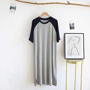 High Quality <strong>Men's</strong> Soft Bamboo Modal Nightgown Cotton Short Sleeve Sleepwear Breathable Knitted Fabric Custom <strong>Nightshirts</strong> <strong>Men</strong> - Product Image 5