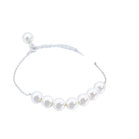 Bracelet ajustable en chaîne plaquée argent avec fausses perles rondes blanches de qualité AAAAA, style romantique, pour femme