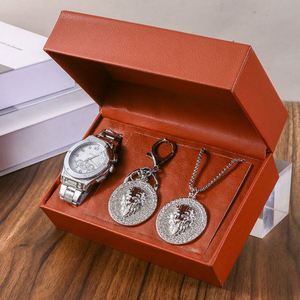 Coffret promotionnel trois pièces pour la Fête des Enseignants : montre, collier et porte-clés en verre, nouveauté moderne et simple avec impression numérique, cadeau de vacances - Product Image 4