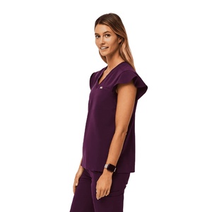 Custom Printed Luxury <b>Pink</b> Cotton Short Sleeve Winter Style Scrub <b>Tops</b> <b>Women</b> Private Label Nurse Uniforms Wrinkle Hospital - Product Image 3