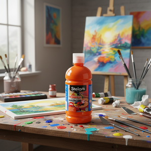 Peinture Gouache Tempera Marque Peiyong 500ml Jaune Orange pour Projets Artistiques et Artisanat sur Toile, Papier, Verre – Coffret Fabriqué en Chine - Product Image 3