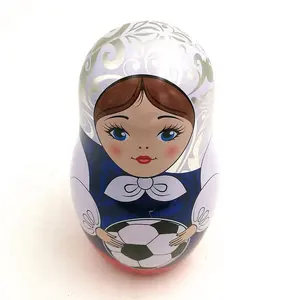 Boneka Timah Matryoshka Bersarang Rusia Natal Kustom untuk Kemasan Permen atau Teh