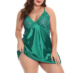 Schlussverkauf sexy Damennachtwäsche Plus-Größe US 6XL Spitzen Seide Damenunterwäsche Mädchen Freizeitkleidung Damen-Pyjama-Set Nachtwäsche