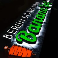 Letrero Publicitario Decorativo de Pared con Iluminación Frontal LED 3D, Personalizado, Brillante, Impermeable IP65, Acrílico con Borde Envolvente, Acero Inoxidable