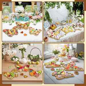 Plateau de service en bambou bio ECO GO, robuste et durable, avec 2 coupelles à sauce et 2 compartiments DIY - Product Image 4