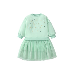 Stile dolce autunno e inverno nuovo vestito da principessa a maniche lunghe per bambini vestito in <span class=keywords><strong>tulle</strong></span> con giunzione a maglia stampata per bambina - Product Image 5